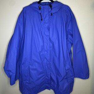 Lands' End Women's Hooded Rain Jacket Blue Plus Size‎ 2X
